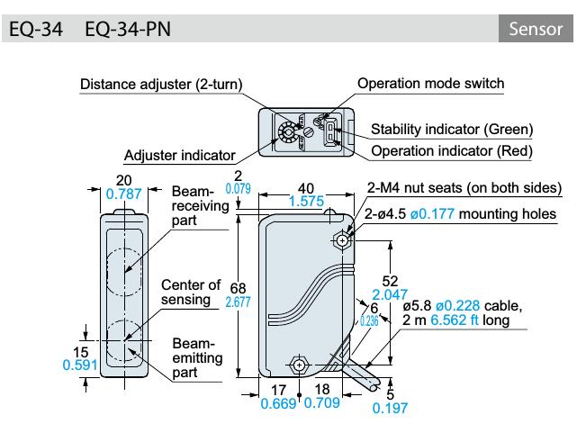 Fotokomórka EQ-34 wymiary